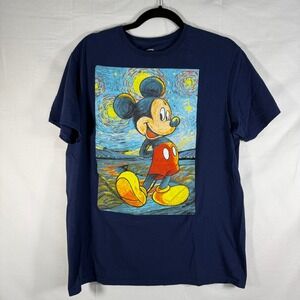 Disney Mickey Mouse NWOT Size‎ L Starry Night Graphic Print Tee Shirt